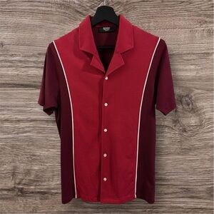 Murano Liquid Luxury Slim Fit Textured Coatfront Short Sleeve Woven Camp Shirt